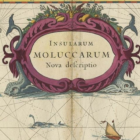 Beautiful Antique Map of the Moluccas or Spice Islands, Indonesia, ca.1650, close-up 2
