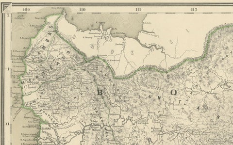 Antique Map Set of Western & Southern Borneo, Dutch East Indies Era, 1884, close-up 1