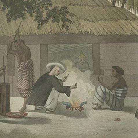 Antique Print of a Domestic Scene in Kupang by Ferrario '1831', close-up 1