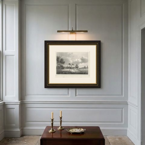 Old Print of Anjer or Anyer, Coastal Town in Banten, West Java, Indonesia, 1844, shown framed on a wall, true to size