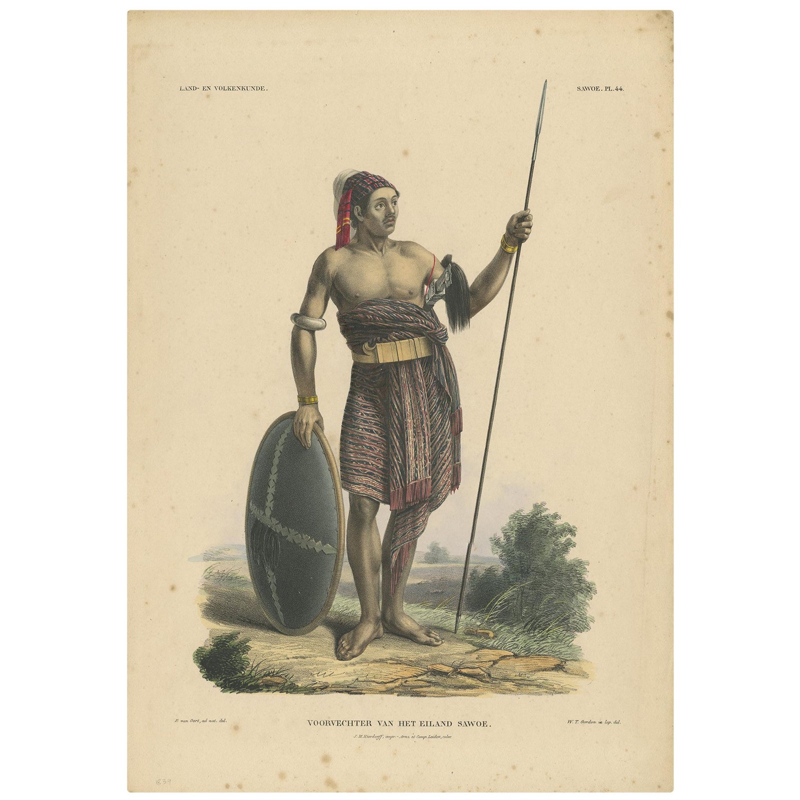 Antique Print with a Native of Sawu 'Indonesia' by Temminck, circa 1840