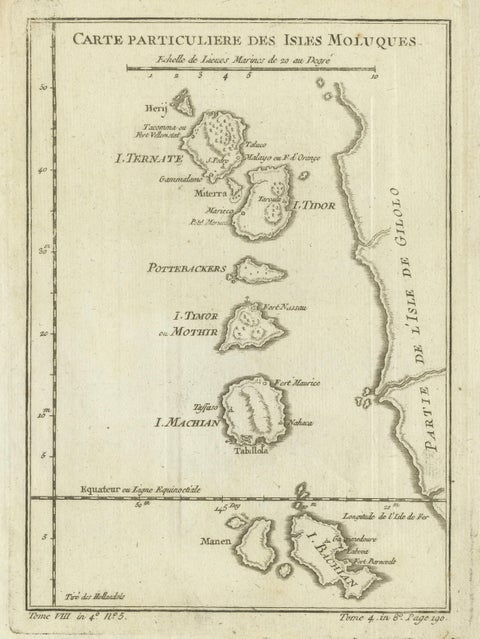 Antique Map of the Moluccas (Maluku Islands), Indonesia, Bellin, 18th Century, view 3