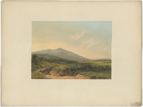 Mountain Landscape near Kedong Badak, Rare Java Lithograph from 1872, view 2
