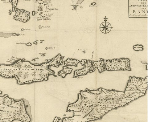 Antique Map of the Banda Islands in Indonesia by Valentijn, 1726, view 3