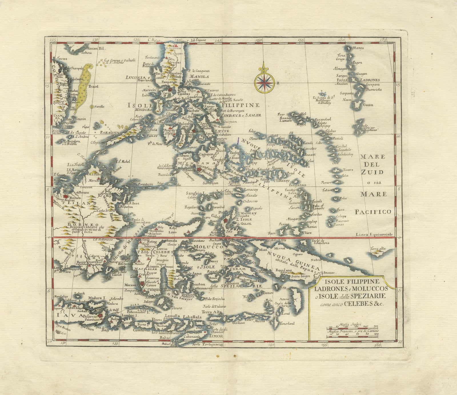 Antique Map Philippines, Moluccas, Celebes, Spice Islands, Tirion, c.1738