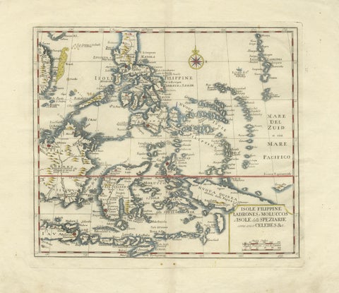 Antique Map Philippines, Moluccas, Celebes, Spice Islands, Tirion, c.1738