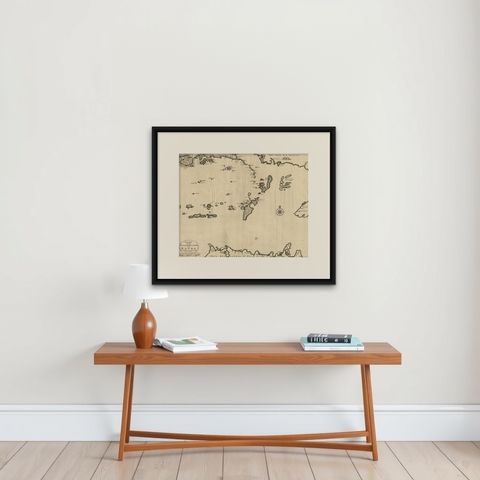 Map of the Southeastern Part of the Banda Islands, Incl Northern Australia, 1726, shown framed on a wall, true to size