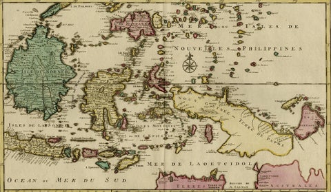 Old Map of Indonesian Islands Borneo, Celebes, New Guinea & New Britain, 1792, close-up 2
