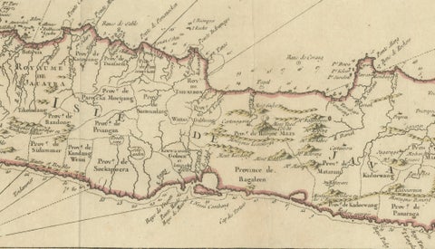Antique Map of Java Indonesia, VOC Period, Decorative Cartouche, c.1750, close-up 4