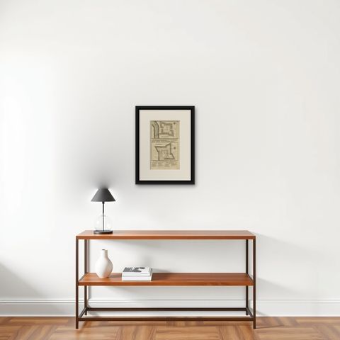 Old Print of the Rembang Fortress of Captain E. Bintang on Java, Indonesia, 1726, shown framed on a wall, true to size