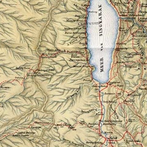 Antique Map of Part of Sumatra by Stemler, c.1875, close-up 2