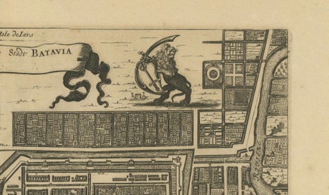 1728 Map of Batavia Castle & City, Java, Van der Aa after 1669, close-up 6