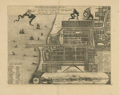 1728 Map of Batavia Castle & City, Java, Van der Aa after 1669, close-up 1
