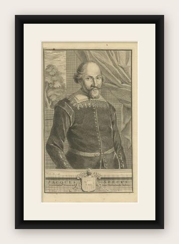 Antique Portrait of Jacques Specx, Governor-General of the Dutch East Indies, shown framed