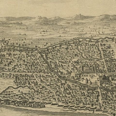 Decorative View of the Indonesian Town of Bantam 'Banten', Java, 1726, close-up 3