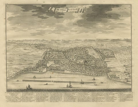 Antique Print of Bantam or Banten, Java, Indonesia, '1726', view 3