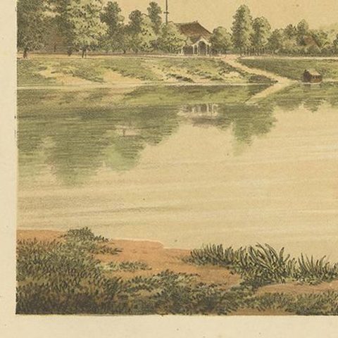 Antique Print of a Steamship at the Barito River by M.T.H. Perelaer, 1888, close-up 1