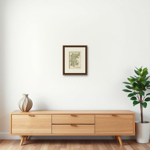 Antique Map of Celebes 'Sulawesi', Island in Indonesia, c.1750, shown framed on a wall, true to size