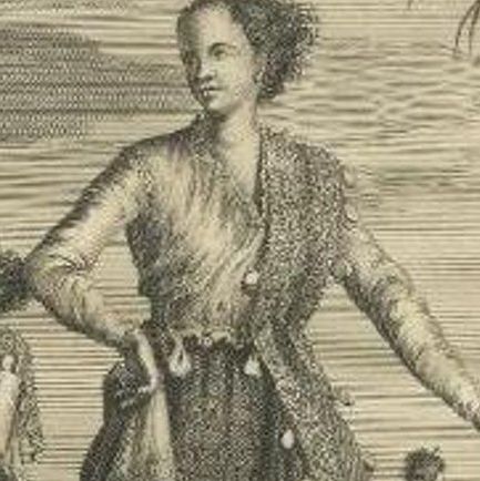 Antique Print of a 'Mistice' Woman by Valentijn, 1726, close-up 1