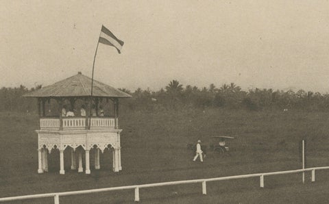 Medan Race-Course, Colonial Era Horse Racing Scene, Antique Photogravure c.1900, close-up 4