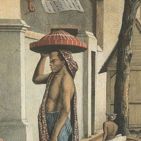 Antique Print of Javanese Children Selling Candy by Van Pers 'circa 1850', close-up 2