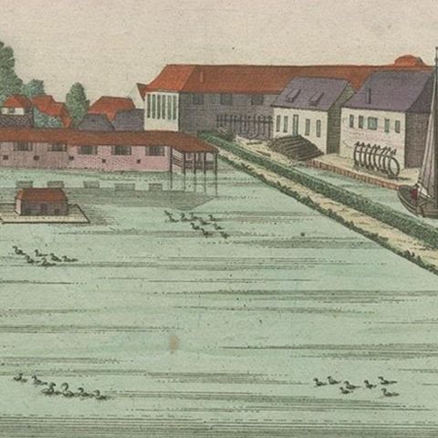 Antique Print of Batavia Castle in Nowadays Jakarta, Indonesia, circa 1770, close-up 1