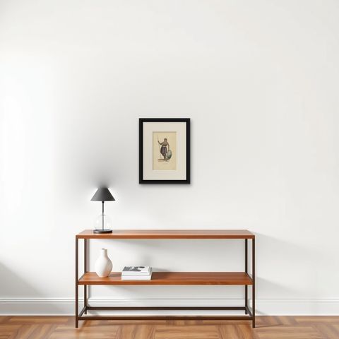 Hand Colored Antique Print of a Warrior of Sawu Island, Indonesia, shown framed on a wall, true to size