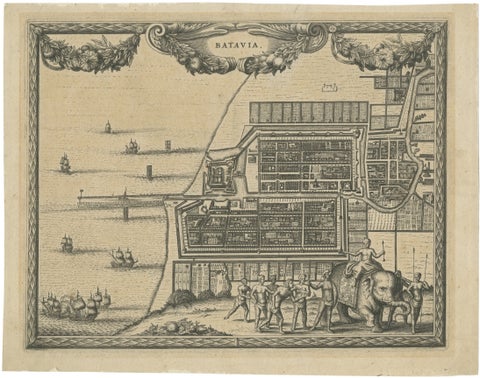 Antique Print of Batavia, Capital of the Dutch East Indies, Van der Aa, ca.1725