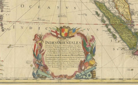 Rare 18th-Century Hand-Colored Map of Southeast Asia and the East Indies, 1748, close-up 1