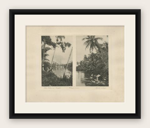 Wampu River & Sultan of Langkat Palace near Medan, Dutch East Indies c.1910, shown framed