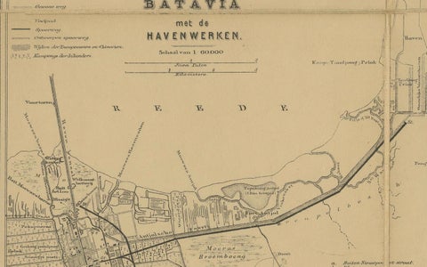 Large Antique Map of Java & Madura with Batavia Inset, c.1870s Dutch East Indies, close-up 6