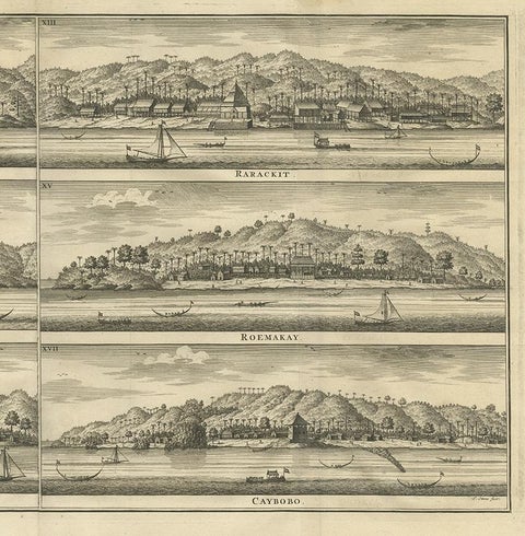 Antique Print of Trading Posts in Indonesia by Valentijn, 1726, view 4