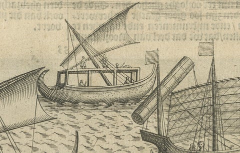 Javanese and Malay Ships near Bantam, from Pontanus’ Amsterdam History, 1611, close-up 5