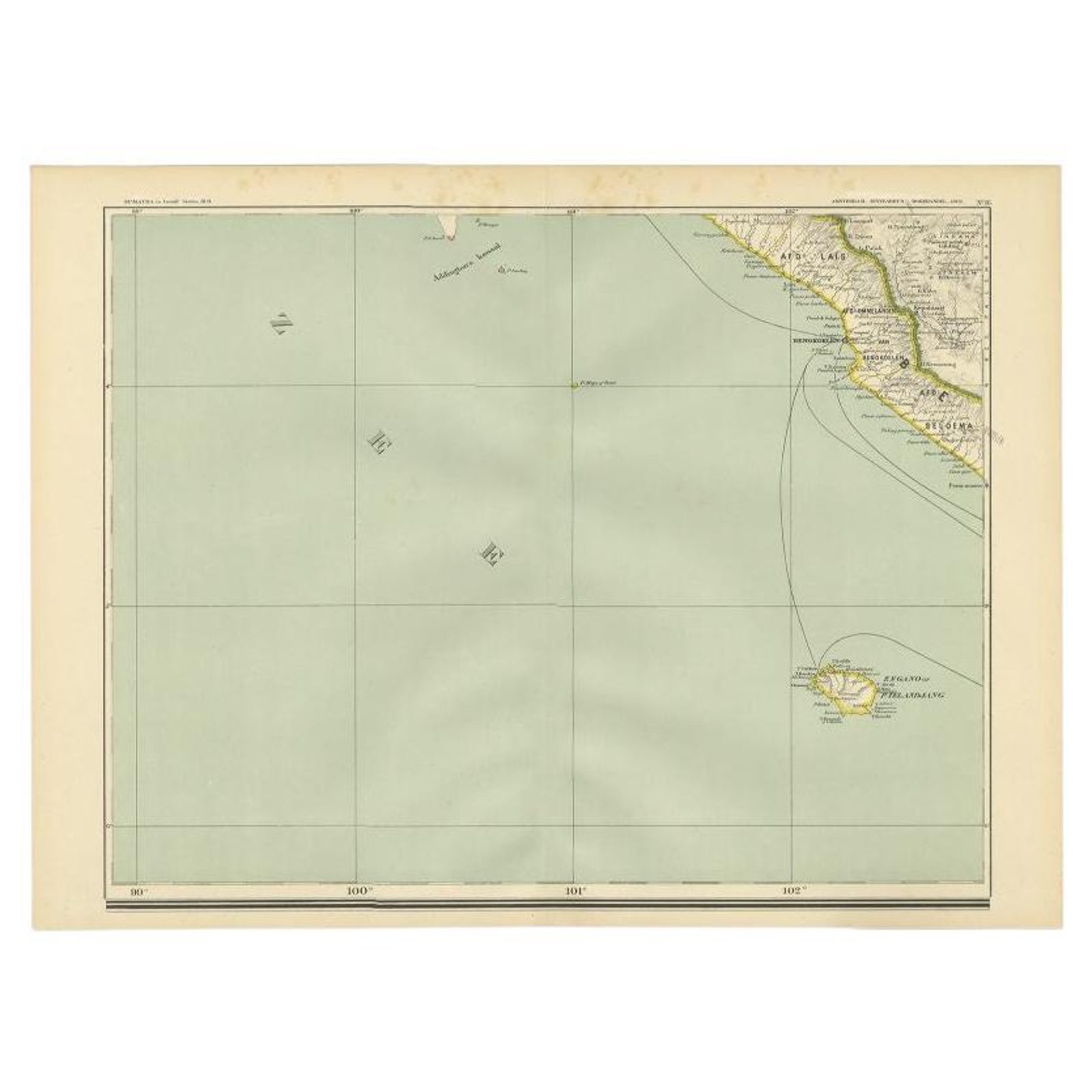 Antique Map of the Region of Bengkulu in Indonesia, 1900