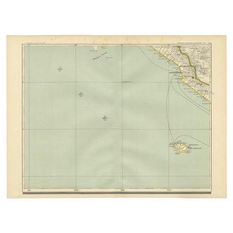 Antique Map of the Region of Bengkulu in Indonesia, 1900