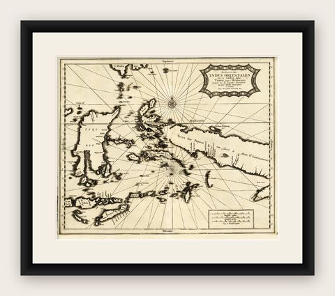 Extremely Rare Map of the East-Indies towards the South-East 'Indonesia', 1725, shown framed