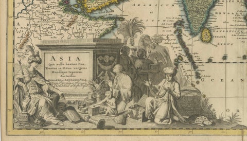 Decorative Antique Map of Asia and the East Indies, circa 1720, close-up 3