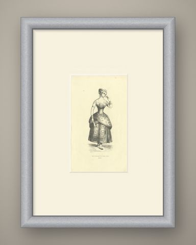 Javanese Lady of the Upper Class, Antique Wahlen Costume Print, 1843-1844, shown framed
