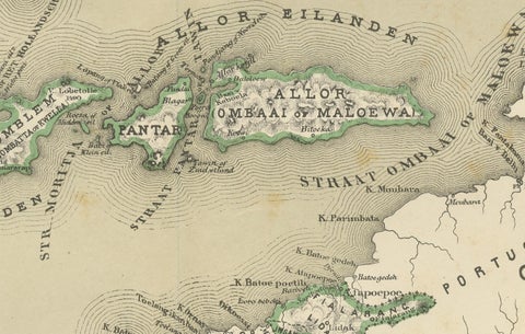 Antique Two-Sheet Map of the Lesser Sunda Islands, Dutch East Indies, 1884, close-up 4