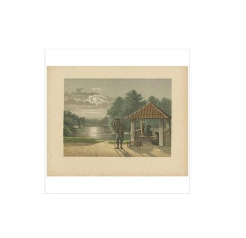 Antique Print of a Kampong Guard in Batavia by M.T.H. Perelaer, 1888, view 2