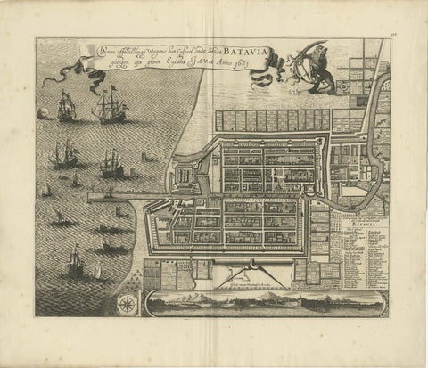 Rare 1681 Map of Batavia: Detailed Dutch Colonial Era Cartography, 1681, view 2