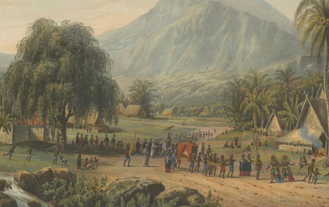 Wedding Procession in the Salak Valley, Puncak, Java Cultural Lithograph, 1872, close-up 1