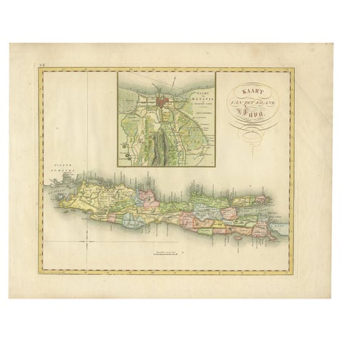 Antique Map of Java and Batavia of nowadays Indonesia, '1818'