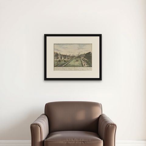 Batavia Bastion Perl, Antique Optical Print of Indonesia, c.1770, shown framed on a wall, true to size