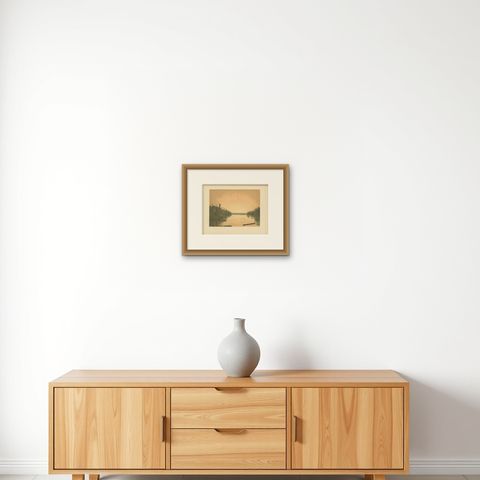 Antique Print of the Paminger Lakes 'Borneo' by M.T.H. Perelaer, 1888, shown framed on a wall, true to size