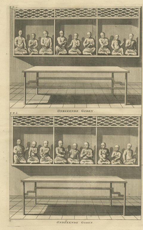 Antique Print of Unidentified Gods by Valentijn, 1726, view 2