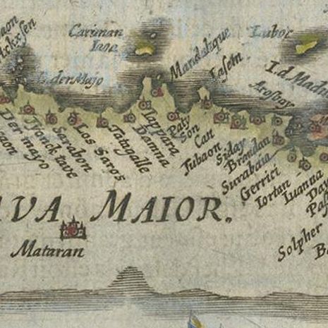 Antique Miniature Map of Java by Bertius/Hondius '1618', close-up 1