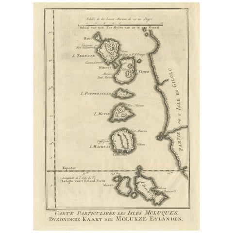 Original Antique Map of the Maluku Islands or Moluccas