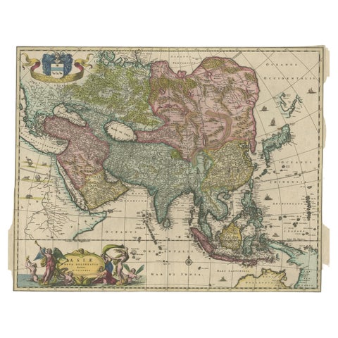 Antique Map of Asia and the East Indies and Korea as a Peninsula, ca.1660, view 2
