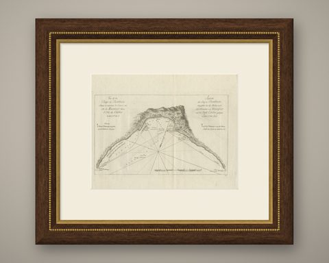 Antique Map of a Bay Nearby Makassar, Celebes 'Sulawesi)' by Hawkesworth, 1774, shown framed